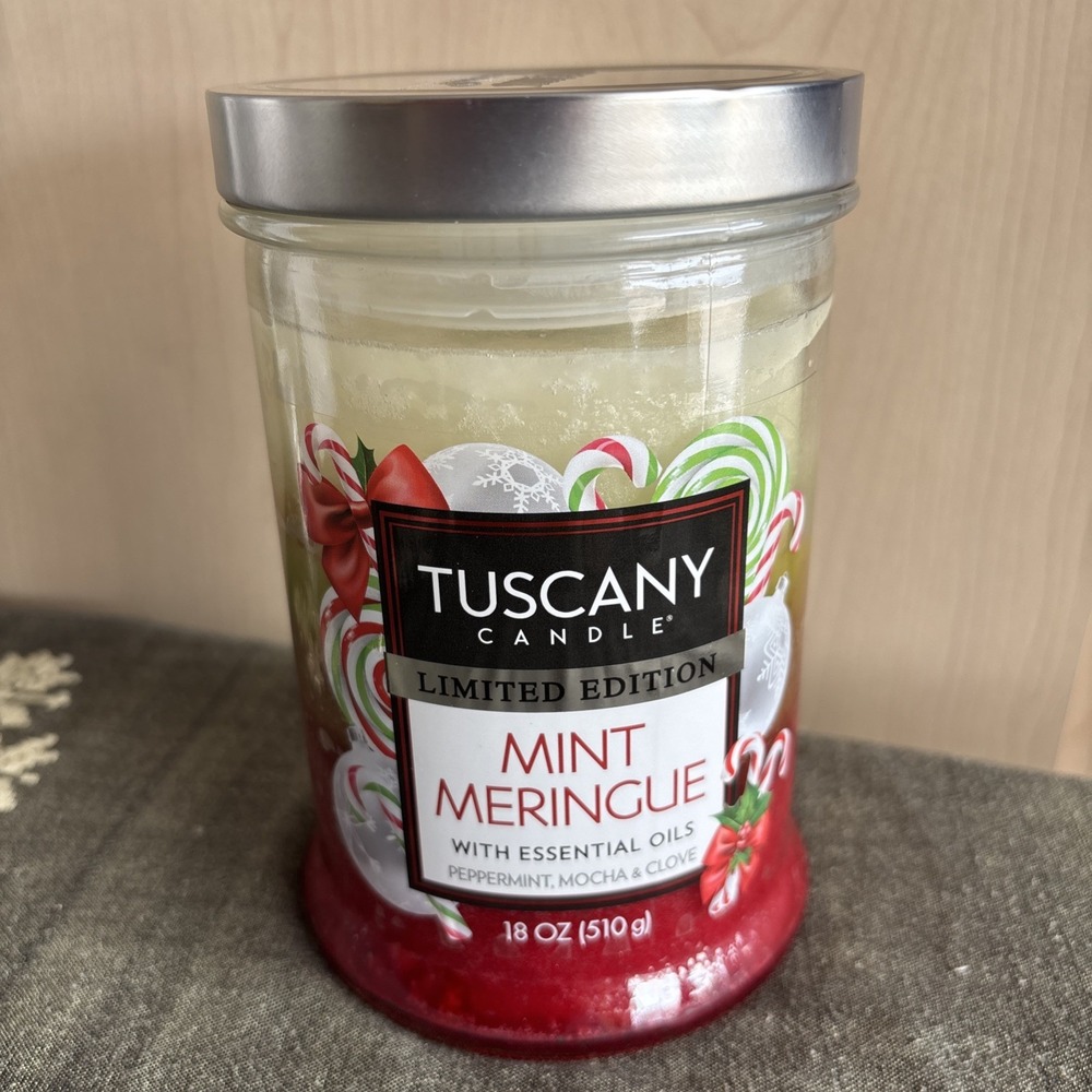 New Limited Edition Tuscany Candle Mint Meringue with Essential Oils 18 OZ